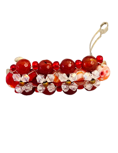Red & Crystal AB Wire-Wrapped Barrette