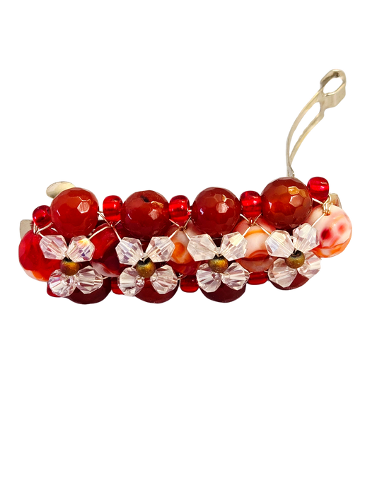 Red & Crystal AB Wire-Wrapped Barrette