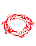 Christmas Peppermint Memory Wire Wrap Bracelet – Red, White & Pink Holiday Beads