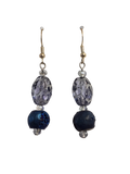 Blue Druzy & Silver Beaded Dangle Earrings – Handmade Boho Jewelry