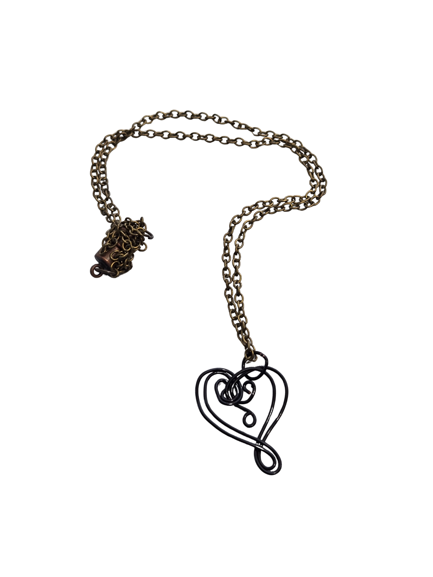 Dainty Black Wire-Wrapped Heart Necklace | Minimalist Handmade Jewelry