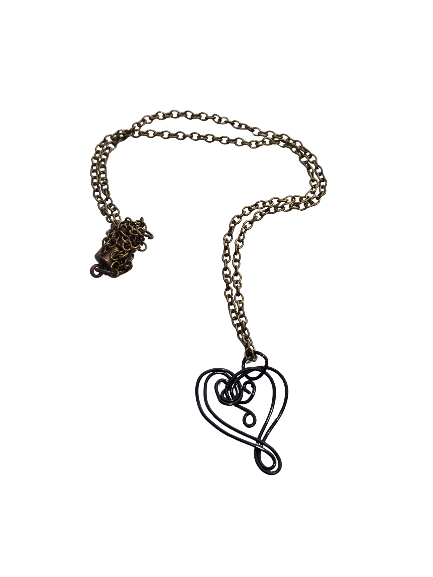 Dainty Black Wire-Wrapped Heart Necklace | Minimalist Handmade Jewelry