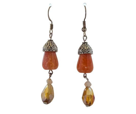 Citrine Crackle & Golden Teardrop Earrings