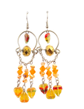 Orange AB Leaf & Looped Wire Fall Dangle Earrings – Gold Rondelle & Glass Bead Handcrafted Drops