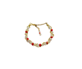 Gold Wire-Wrapped Crystal & Red Bead Bracelet | Handmade Adjustable Jewelry