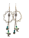 Hummingbird & Butterfly Crystal Teardrop Earrings