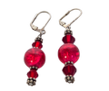 Red Crackle & Bicone Dangle Earrings