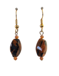 Pendientes colgantes de cuentas rectangulares de Goldstone y Black Swirl – Gotas terrosas hechas a mano