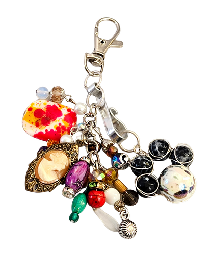 Paw Print Purse Charm – Cameo, Bead & Paw Dangle for Pet Lovers