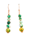 Copper Wire Wrapped Green Bead Dangle Earrings – Boho Handcrafted Drop Earrings