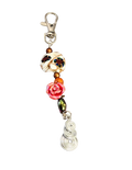 Pink Rose Purse Charm – Large Bead & Triple Wire Wrap Spiral
