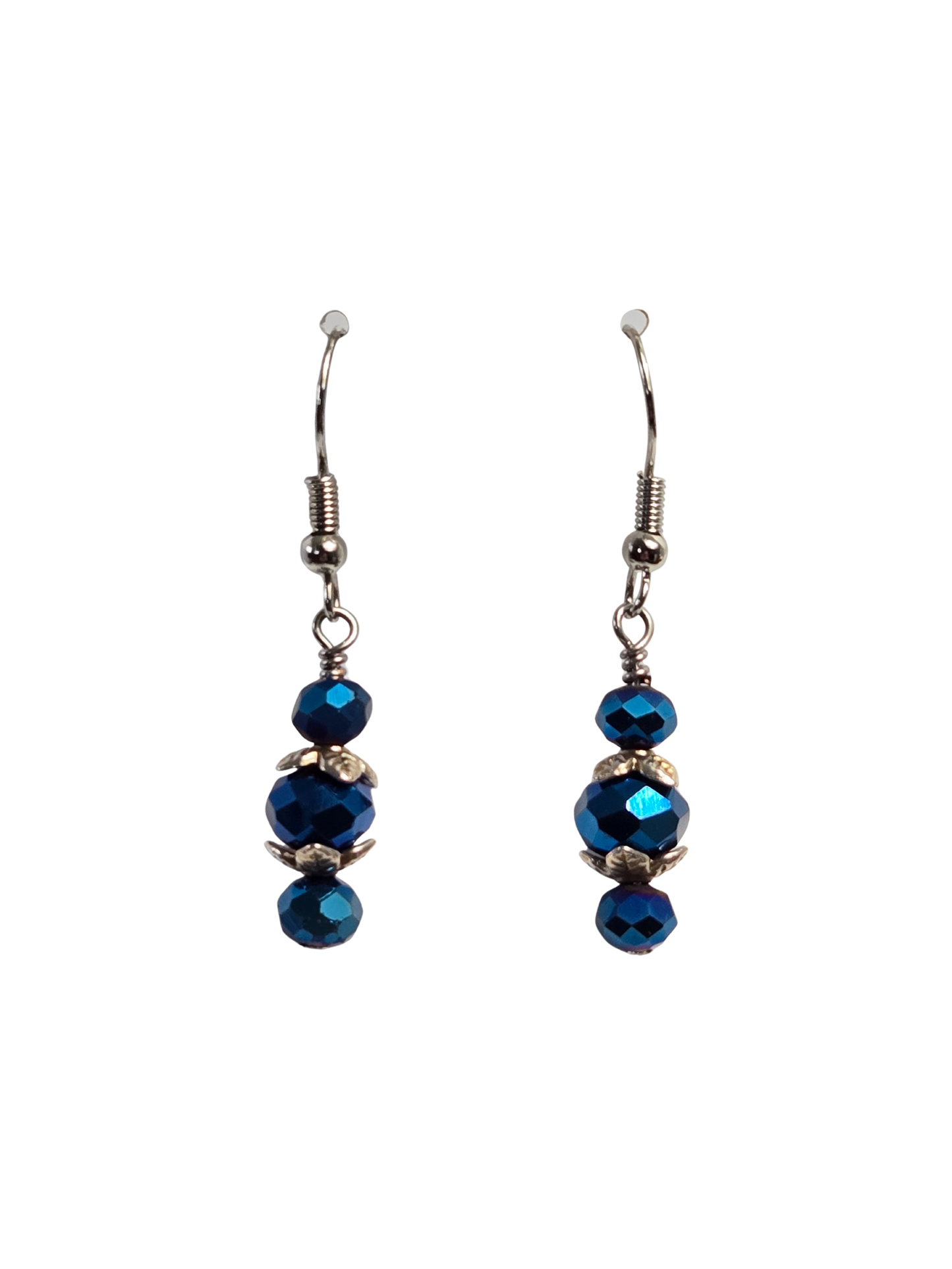 Blue Luster Bead Drop Earrings