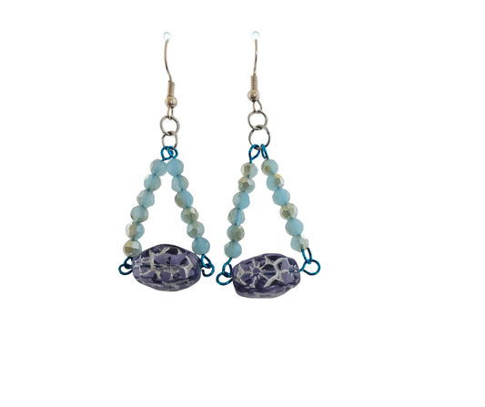 Light Blue Triangle Swing Dangle Earrings