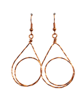 Copper Teardrop & Circle Dangle Earrings – Geometric Handcrafted Wire Drops