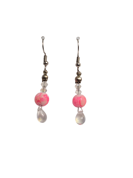 Pink Teardrop Drop Earrings