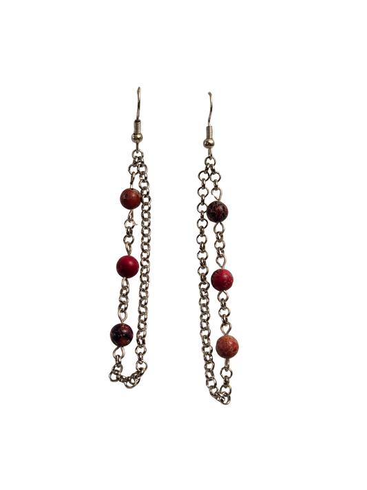 Beaded Chain Loop Drop Earrings