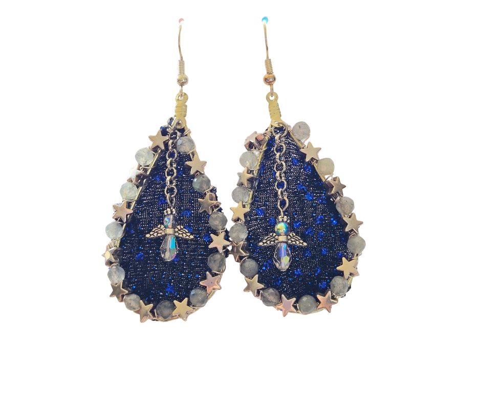Angel Earrings with Silver Stars