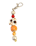 Boho Purse Dangle – Orange, Red Crackle & Metal Beads