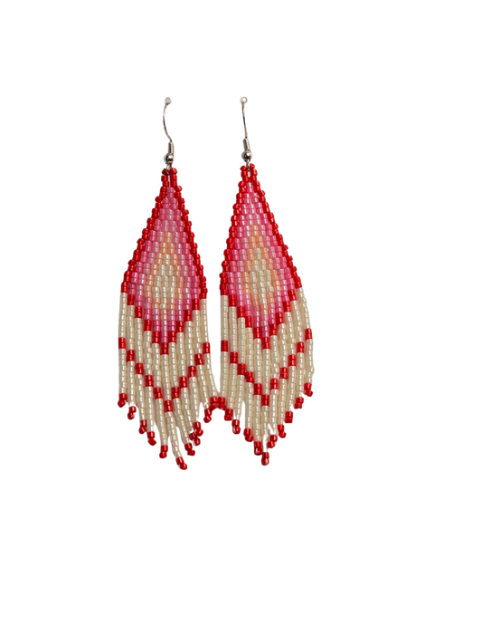 Pink, White & Red Earrings