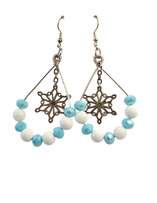 Pendientes de aro con cristales de copo de nieve