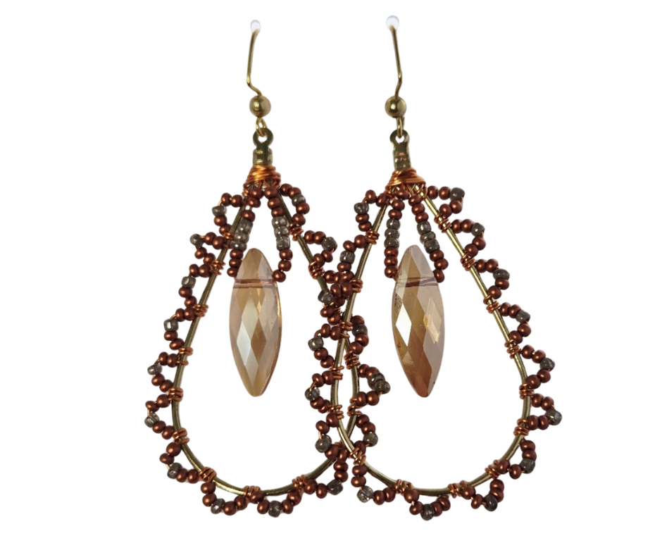 Teardrop wire wrapped earrings