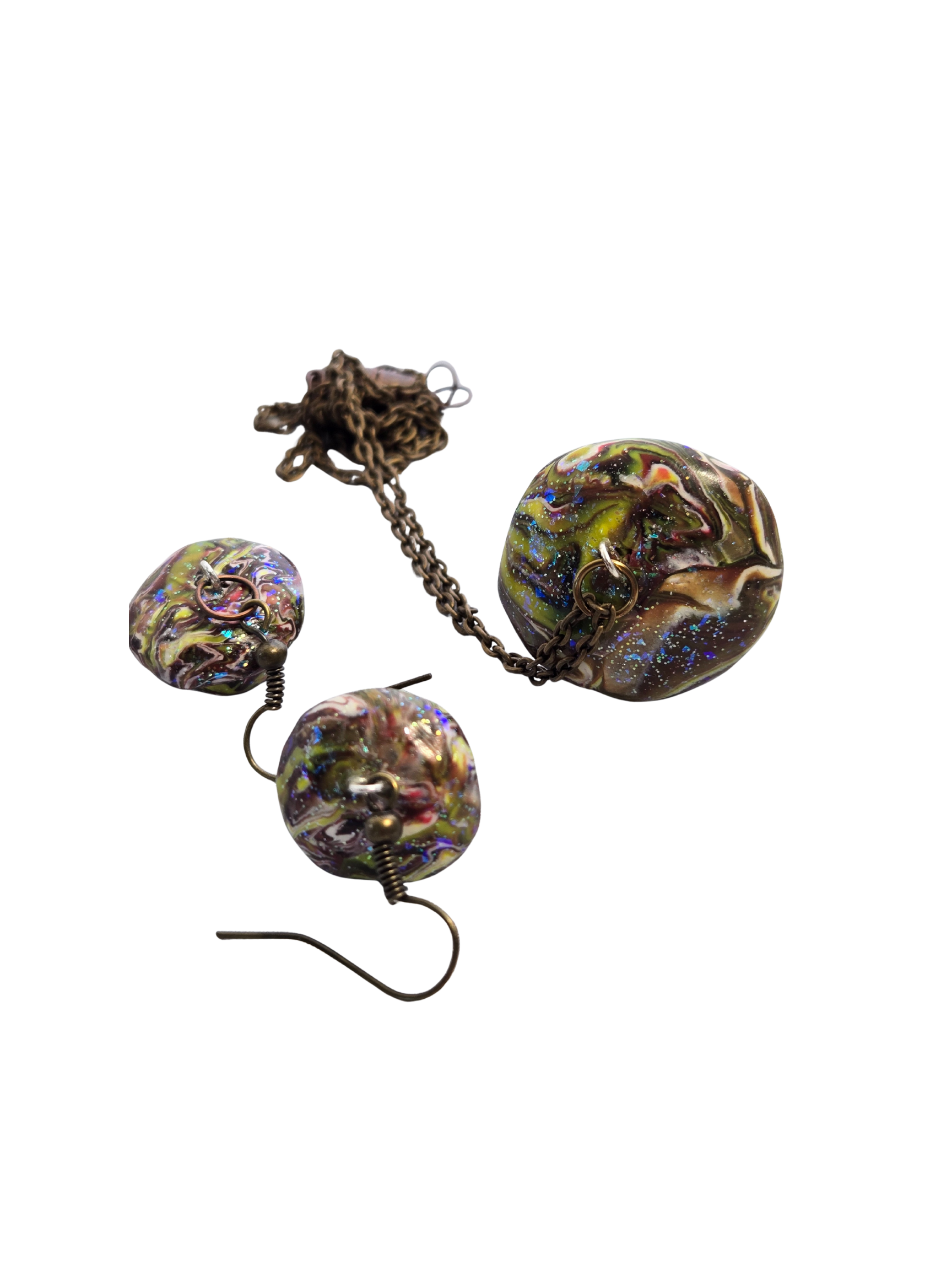 Polymer Clay Mushroom Jewelry Set | Handmade Necklace & Earrings
