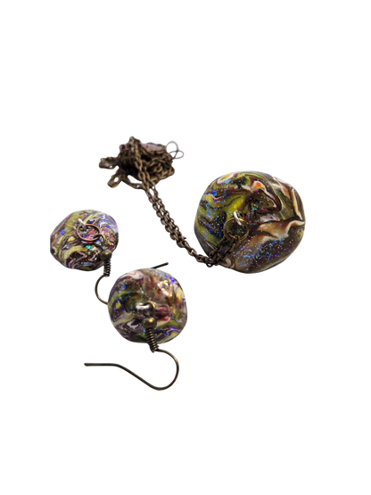 Polymer Clay Mushroom Jewelry Set | Handmade Necklace & Earrings