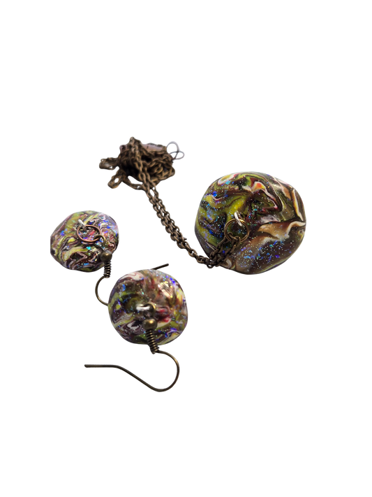 Polymer Clay Mushroom Jewelry Set | Handmade Necklace & Earrings