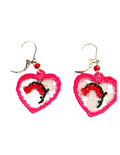 Bleeding Heart Flower Embroidered Earrings – Heart-Shaped Botanical Drop Earrings