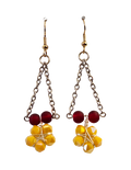 Silver Chain Star & AB Flash Bead Dangle Earrings – Handcrafted Boho Statement Drops