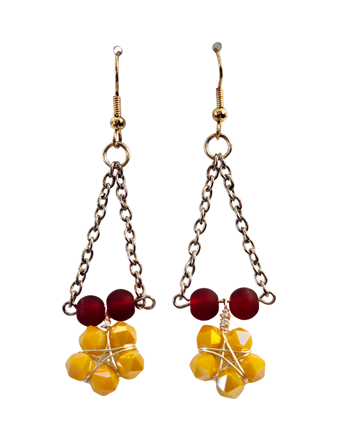 Pendientes colgantes largos de Estrella de Cadena Plateada y Cuentas AB Destellantes – Hechos a mano, Estilo Boho, Llamativos