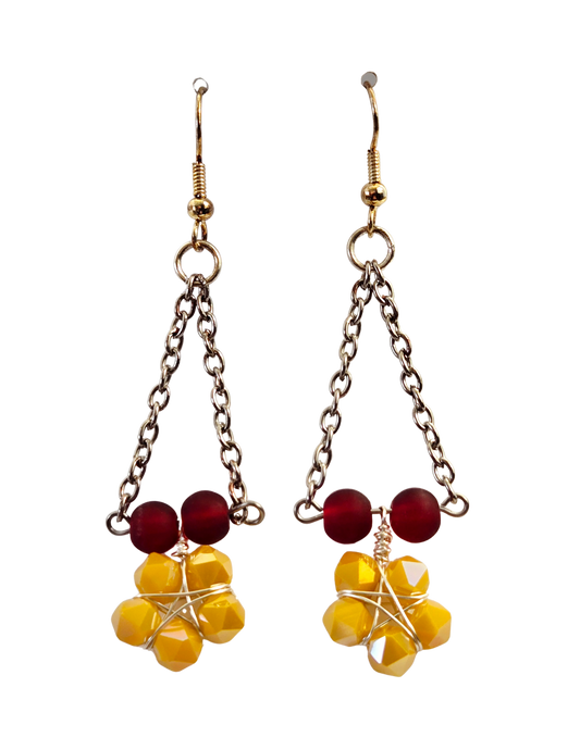 Pendientes colgantes largos de Estrella de Cadena Plateada y Cuentas AB Destellantes – Hechos a mano, Estilo Boho, Llamativos