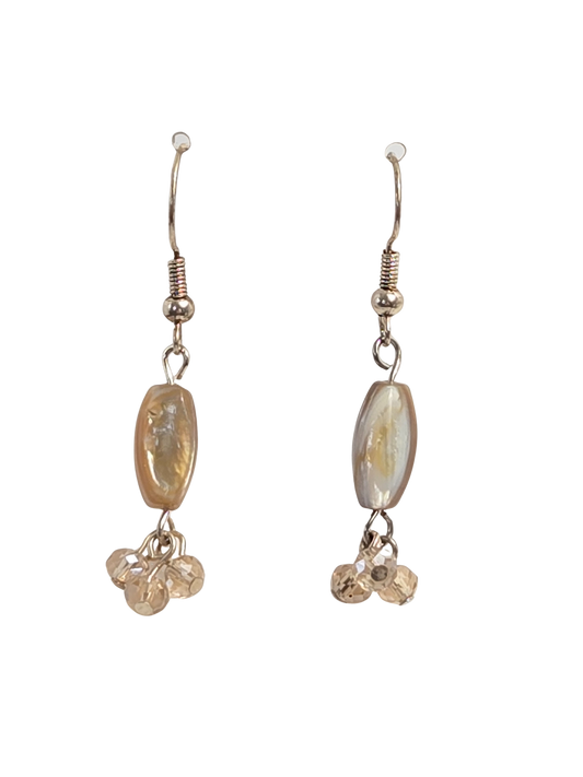 Shell & Crystal Bead Dangle Drop Earrings
