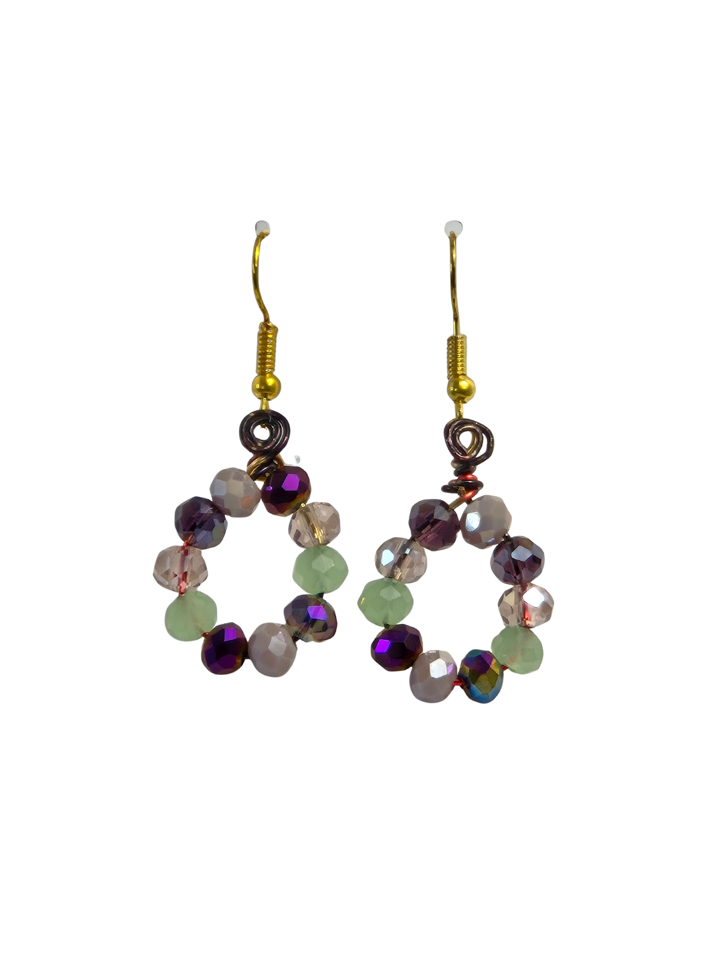 Multicolor AB Flash Bead Loop Drop Earrings