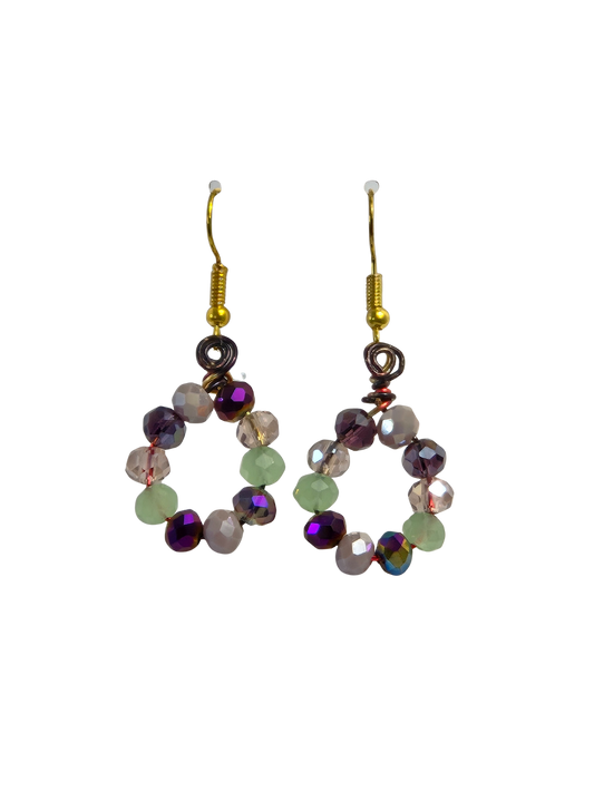 Multicolor AB Flash Bead Loop Drop Earrings