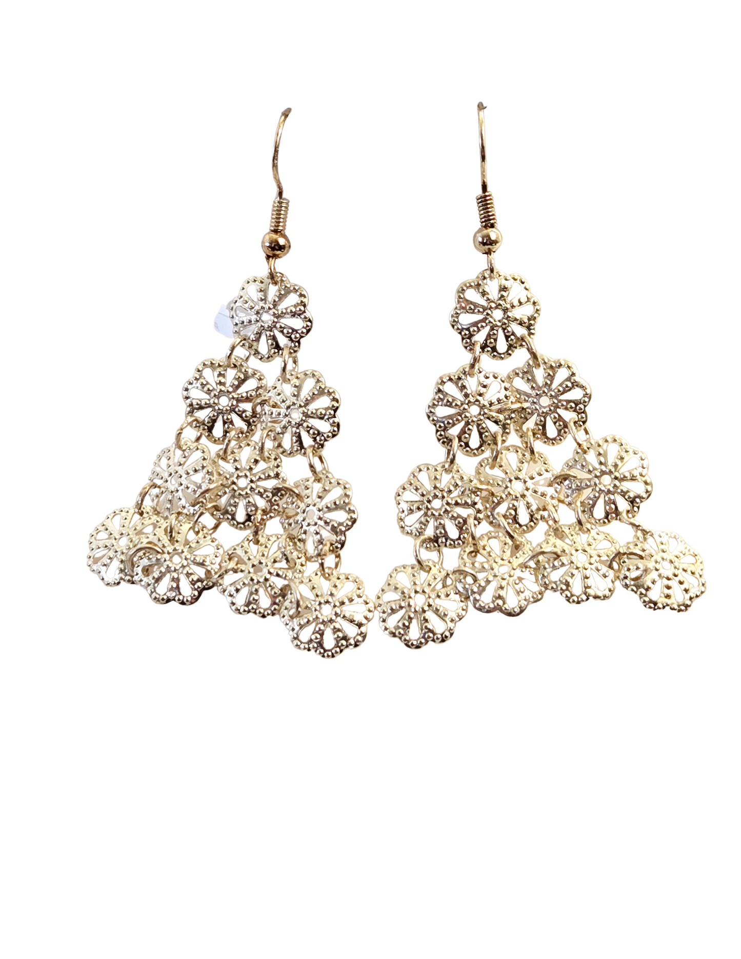 Silver Bead Cap Drop Earrings