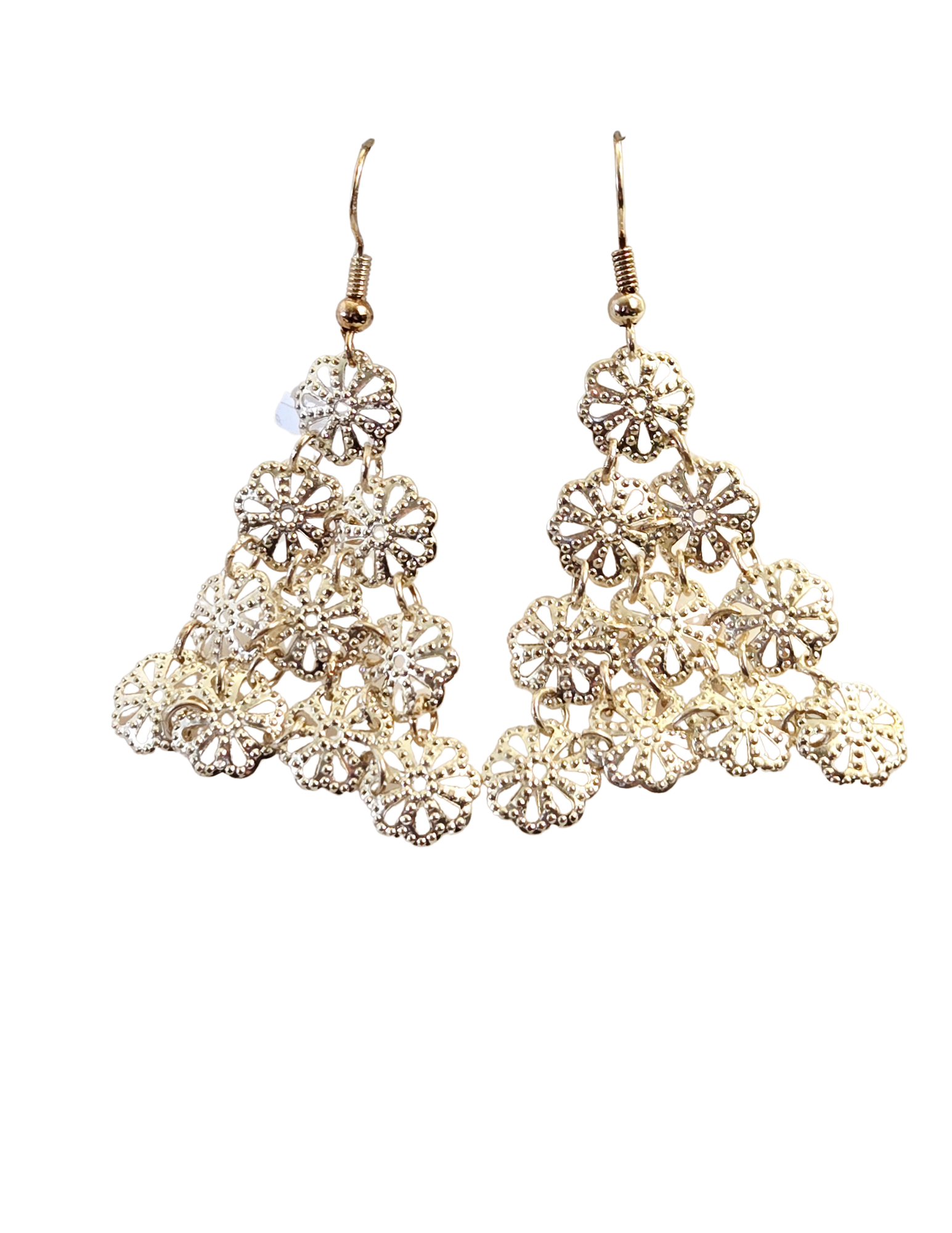 Silver Bead Cap Drop Earrings