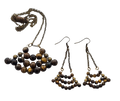 Tiger Eye & Brass Chain Necklace and Earring Set