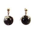 Crackle Bead Stud Earrings – Silver Leafy Bead Cap, Handmade
