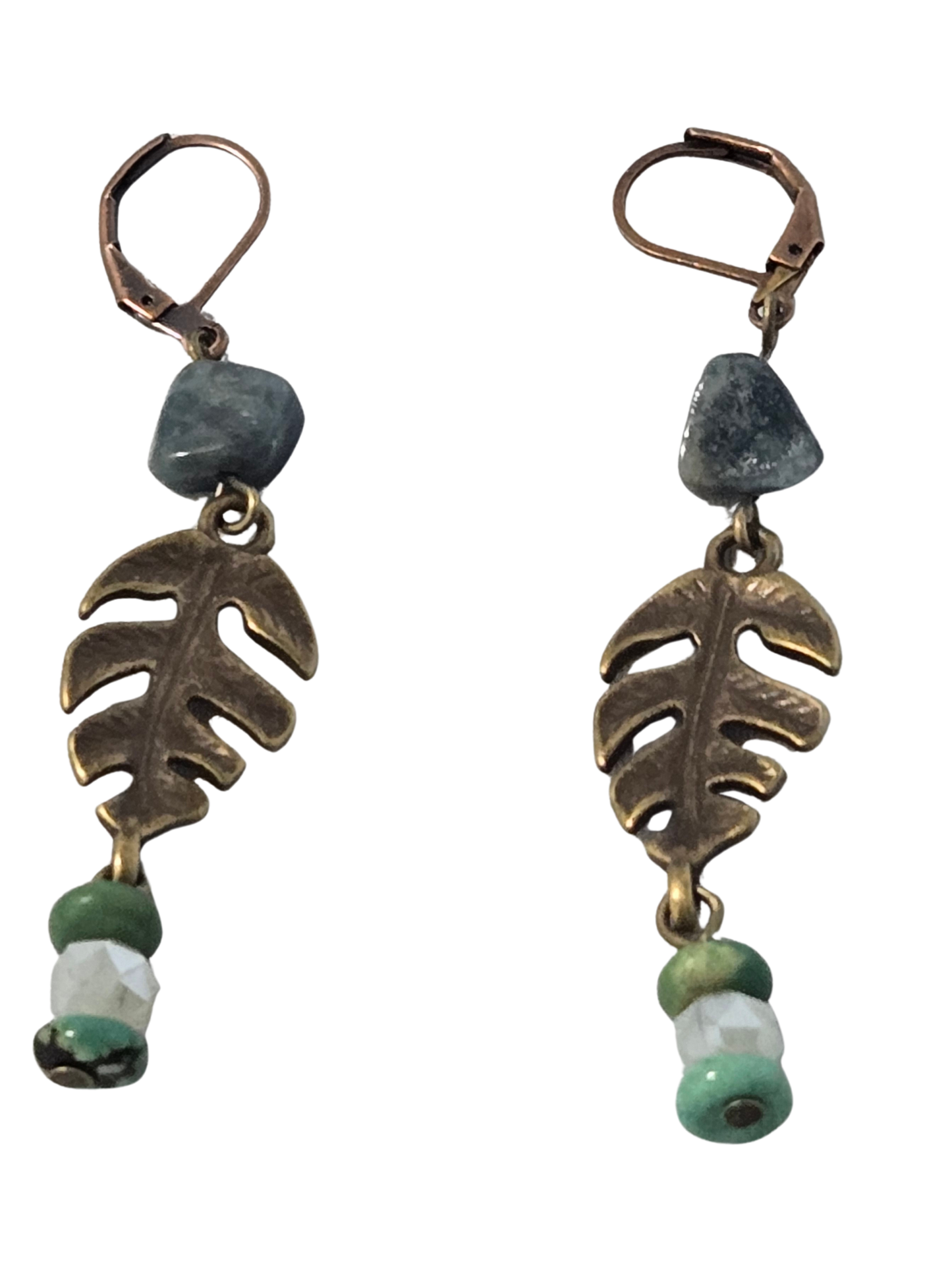 Green Leaf Dangle Earrings