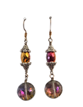 Sparkly Cylinder & Round Disc Bead Drop Earrings