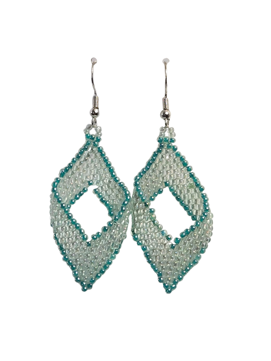 Blue & Clear Peyote Stitch Drop Earrings
