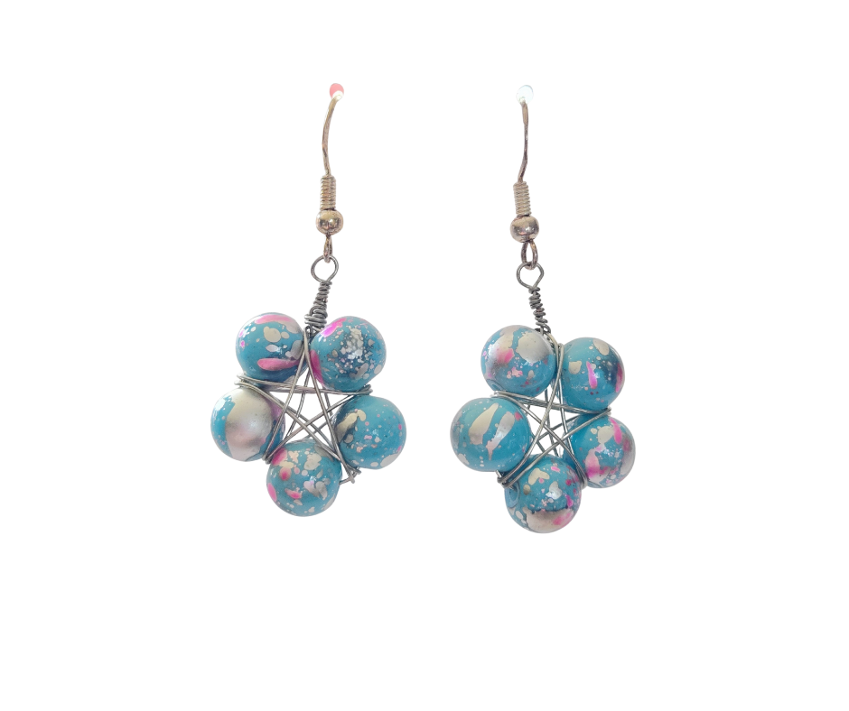 Blue, Pink & Silver Earrings
