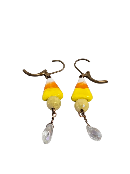 Festive Candy Corn Halloween Drop Earrings