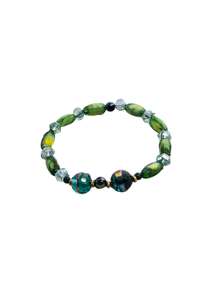 Green Wire-Wrapped Bangle Bracelet | Handmade Stacking Summer Jewelry