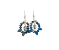 Blue Tulip & Leaf Glass Bead Earrings | Silver Wire Drops