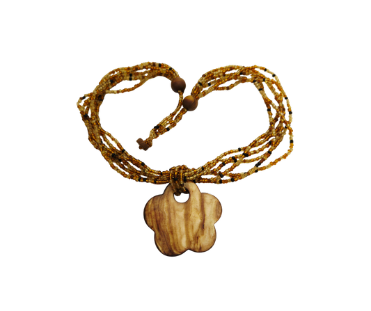 Shell Focal Multi-Strand Seed Bead Necklace – 18" Handmade Boho