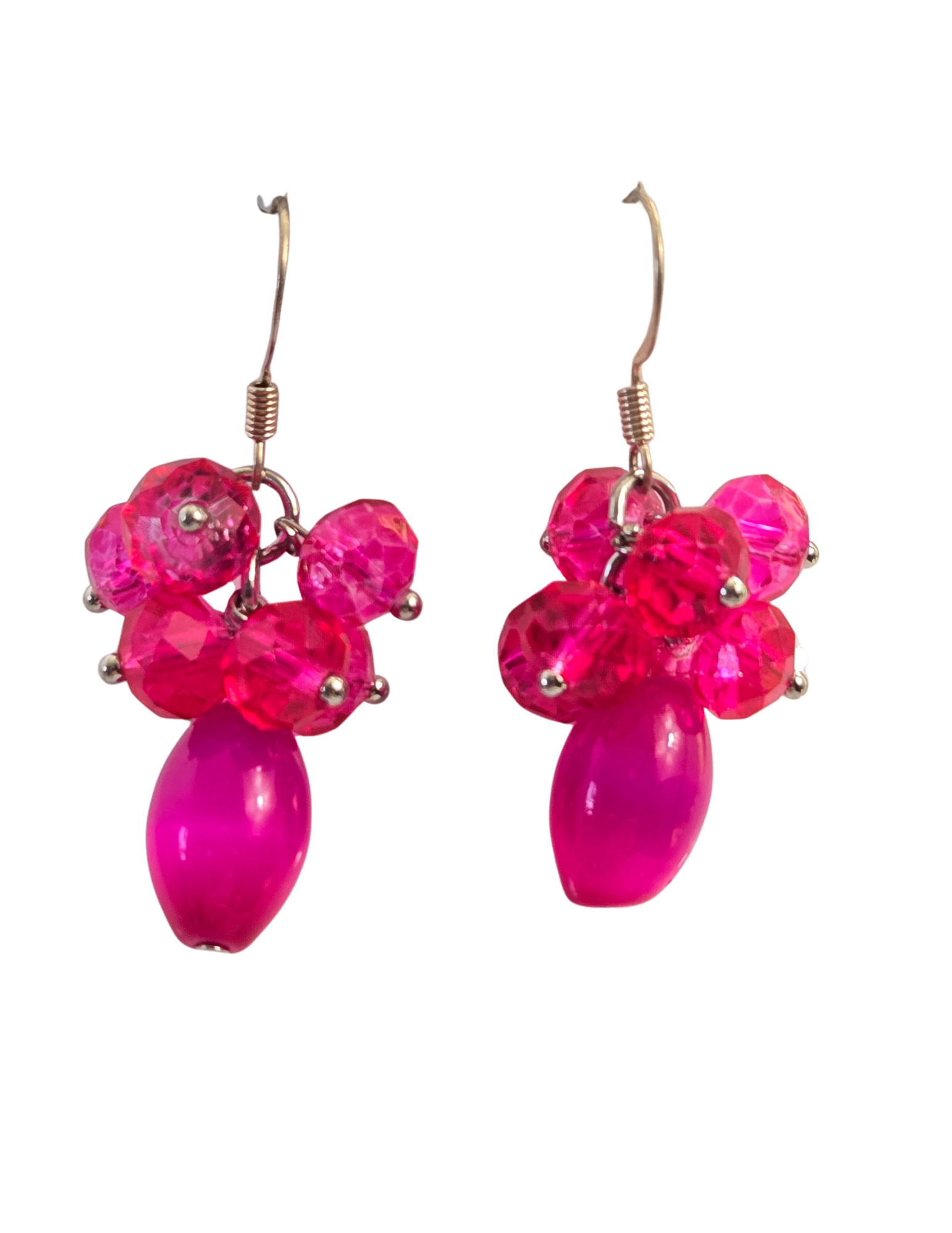 Pink Cha Cha & Cat Eye Bead Drop Earrings
