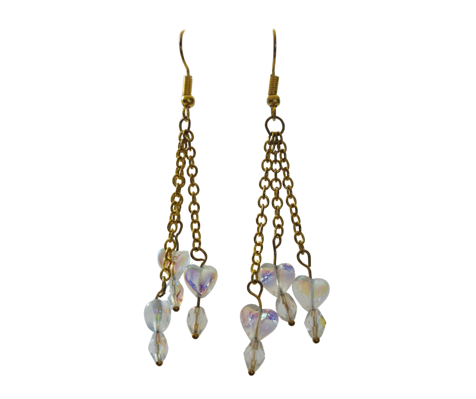 Crystal Glass Heart Dangle Earrings