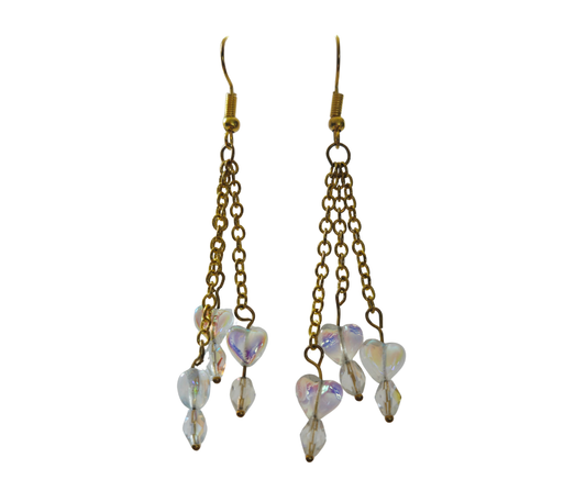 Crystal Glass Heart Dangle Earrings